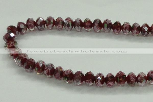 CLG02 12 inches 6*8mm faceted rondelle handmade lampwork beads