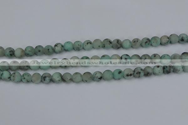 CLJ412 15.5 inches 8mm round matte sesame jasper beads wholesale