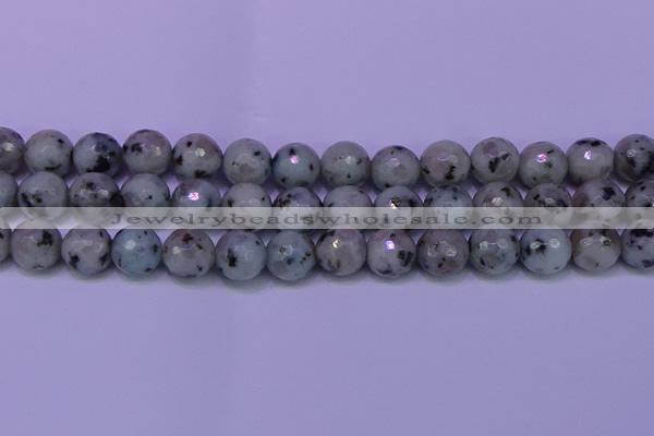 CLJ425 15.5 inches 14mm faceted round sesame jasper beads