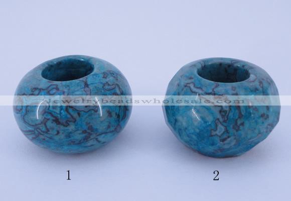 CLO28 19*30mm rondelle loose dyed picture jasper gemstone beads wholesale