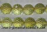 CLQ58 15.5 inches 12mm faceted round natural lemon quartz beads