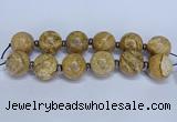 CLS253 7.5 inches 30mm round large picture jasper beads