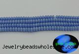 CLU120 15.5 inches 4*6mm rondelle blue luminous stone beads