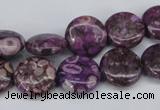 CMB30 15.5 inches 14mm flat round dyed natural medical stone beads