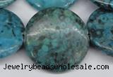 CMB45 15.5 inches 30mm flat round dyed natural medical stone beads