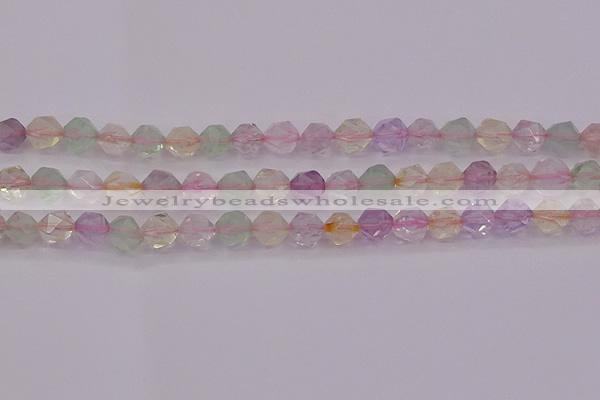 CMQ368 15.5 inches 10mm faceted nuggets mixed quartz beads