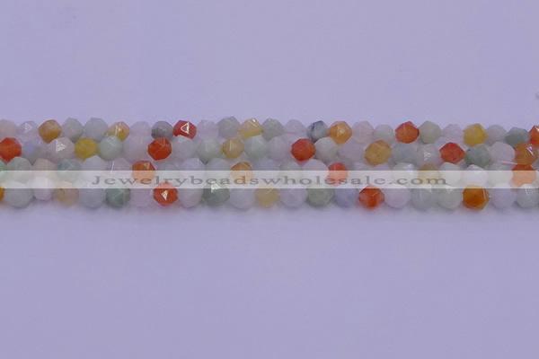 CMQ411 15.5 inches 6mm faceted nuggets mixed jade beads