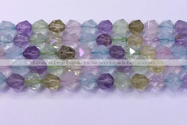 CMQ578 15.5 inches 12mm faceted round mixed quartz beads