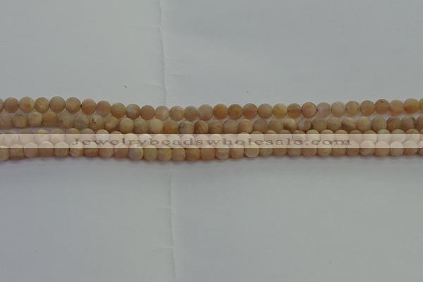 CMS1120 15.5 inches 4mm round matte moonstone gemstone beads