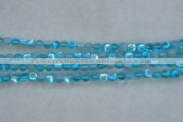CMS1556 15.5 inches 6mm round matte synthetic moonstone beads