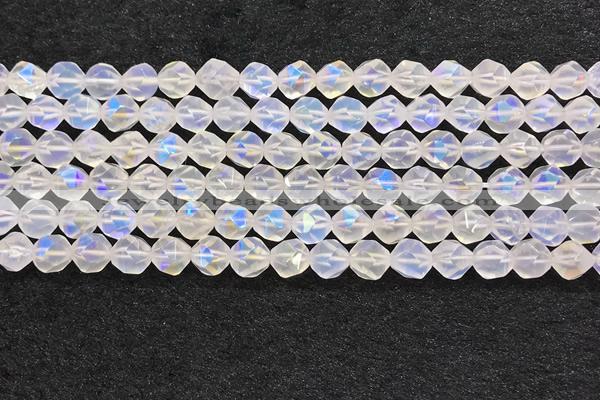 CMS1871 15.5 inches 6mm faceted nuggets AB-color white moonstone beads