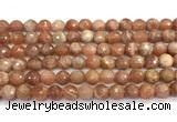 CMS2281 15 inches 8mm faceted round moonstone beads