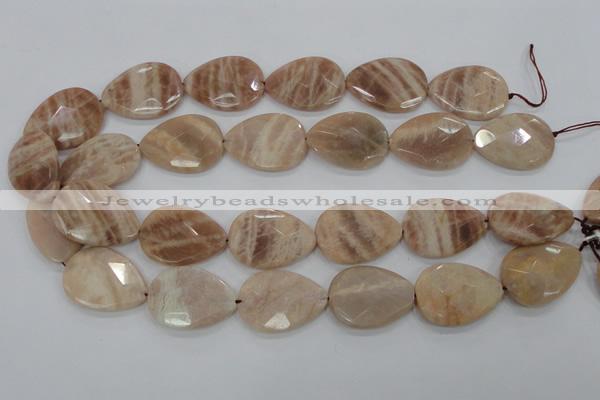CMS56 15.5 inches 22*30mm faceted flat teardrop moonstone beads