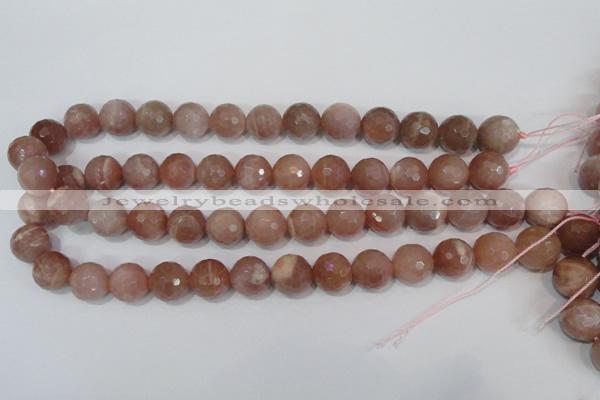 CMS767 15.5 inches 14mm faceted round natural moonstone beads
