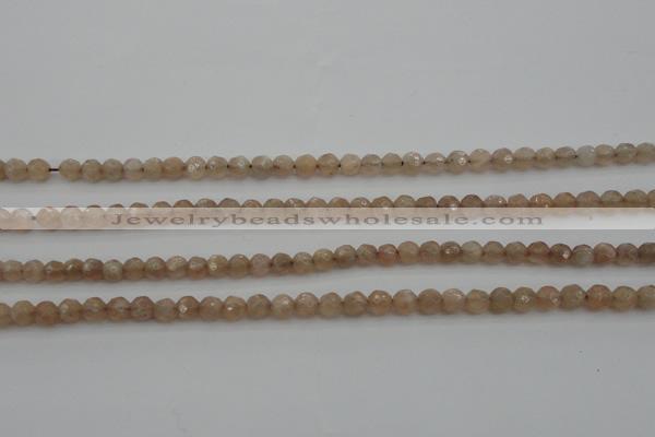 CMS940 15.5 inches 4mm faceted round A grade moonstone gemstone beads