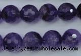 CNA255 15.5 inches 14mm faceted round natural amethyst beads