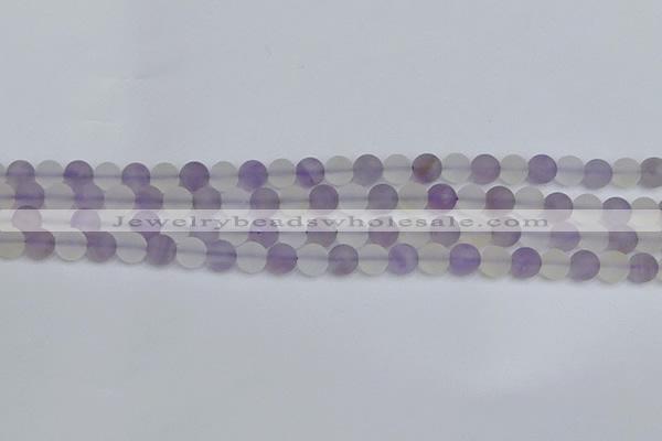 CNA736 15.5 inches 6mm round matte amethyst & white crystal beads