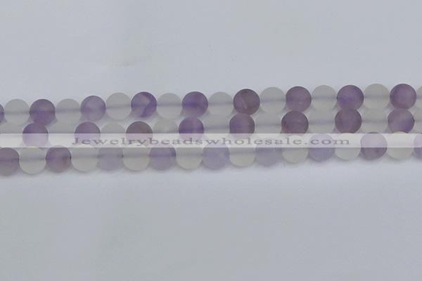 CNA738 15.5 inches 10mm round matte amethyst & white crystal beads
