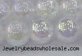 CNC566 15.5 inches 16mm round plated crackle white crystal beads