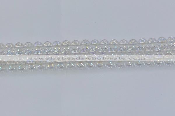 CNC571 15.5 inches 8mm round plated natural white crystal beads