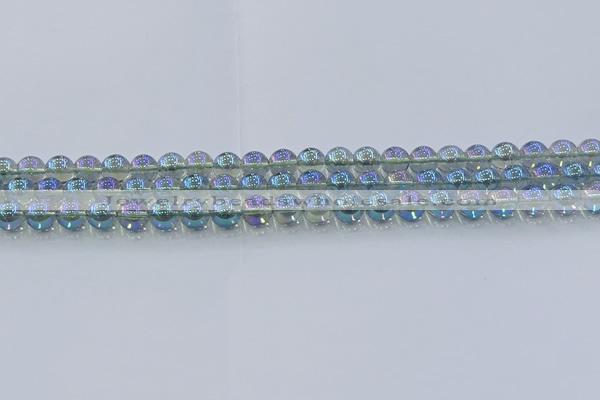 CNC582 15.5 inches 6mm round plated natural white crystal beads