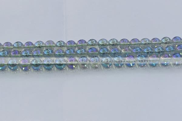CNC584 15.5 inches 10mm round plated natural white crystal beads