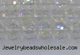 CNC600 15.5 inches 4mm faceted round plated natural white crystal beads