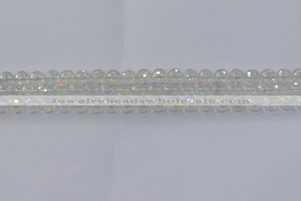 CNC601 15.5 inches 6mm faceted round plated natural white crystal beads