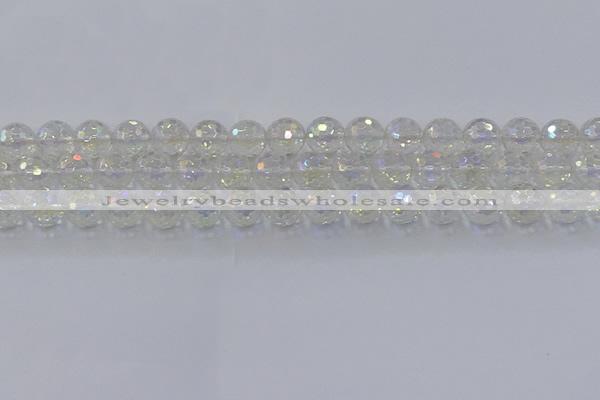 CNC603 15.5 inches 10mm faceted round plated natural white crystal beads
