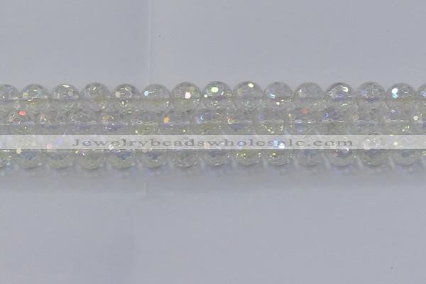 CNC604 15.5 inches 12mm faceted round plated natural white crystal beads
