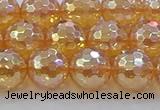 CNC617 15.5 inches 12mm faceted round plated natural white crystal beads