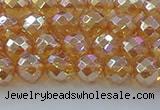 CNC620 15.5 inches 6mm faceted round plated natural white crystal beads