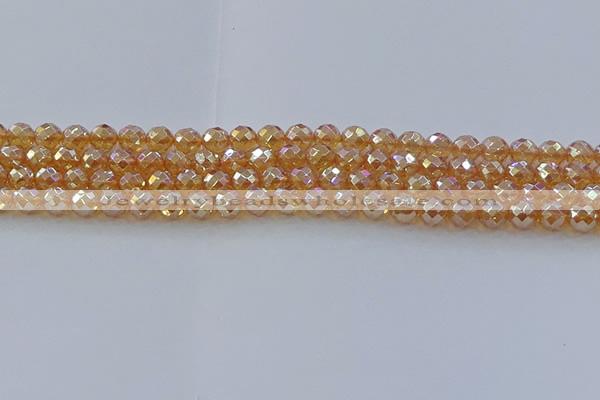 CNC620 15.5 inches 6mm faceted round plated natural white crystal beads