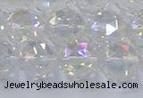 CNC648 15.5 inches 12mm faceted round plated natural white crystal beads
