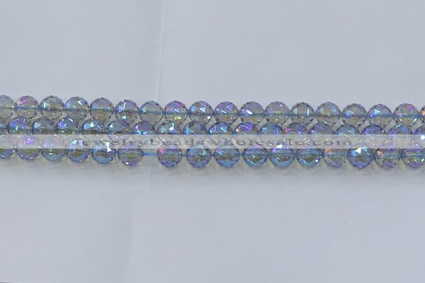 CNC658 15.5 inches 8mm faceted round plated natural white crystal beads
