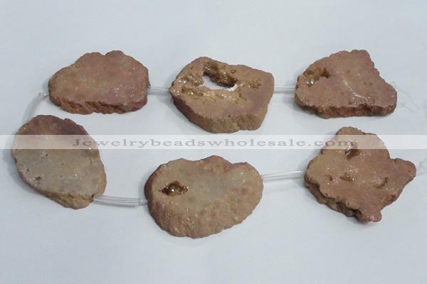 CNG1567 30*40mm - 40*50mm freeform plated druzy agate beads