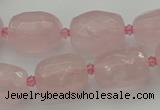 CNG5608 15.5 inches 10*14mm - 13*18mm faceted nuggets rose quartz beads