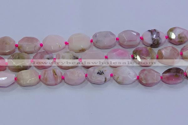 CNG5884 15.5 inches 10*14mm - 12*16mm faceted freeform pink opal beads