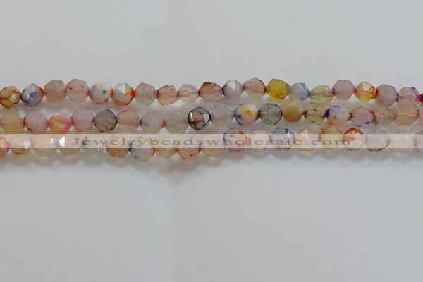 CNG6501 15.5 inches 8mm faceted nuggets agate beads wholesale