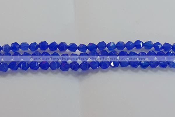 CNG6508 15.5 inches 6mm faceted nuggets blue agate beads