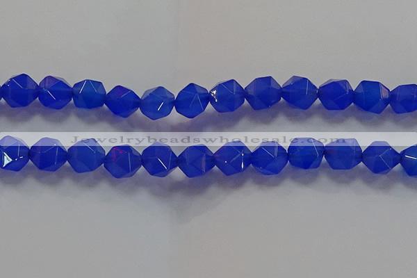 CNG6511 15.5 inches 12mm faceted nuggets blue agate beads