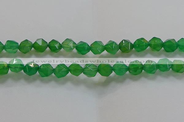CNG6515 15.5 inches 12mm faceted nuggets green agate beads