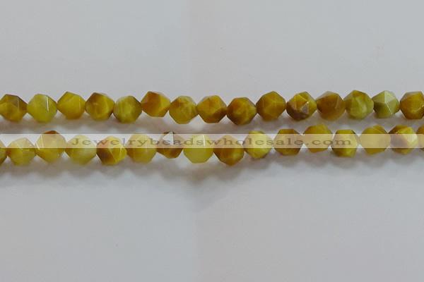 CNG6532 15.5 inches 10mm faceted nuggets golden tiger eye beads