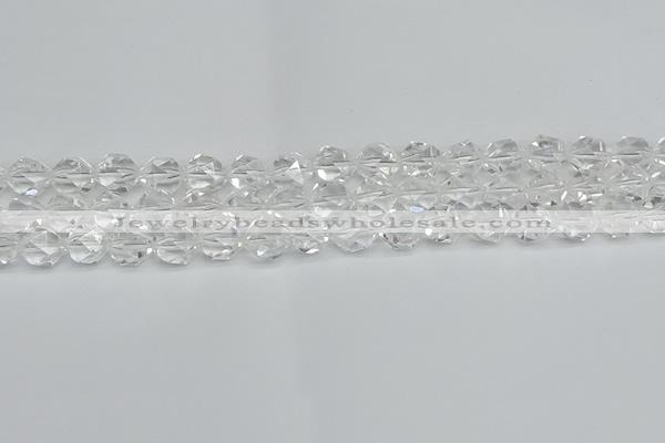CNG7211 15.5 inches 8mm faceted nuggets white crystal beads