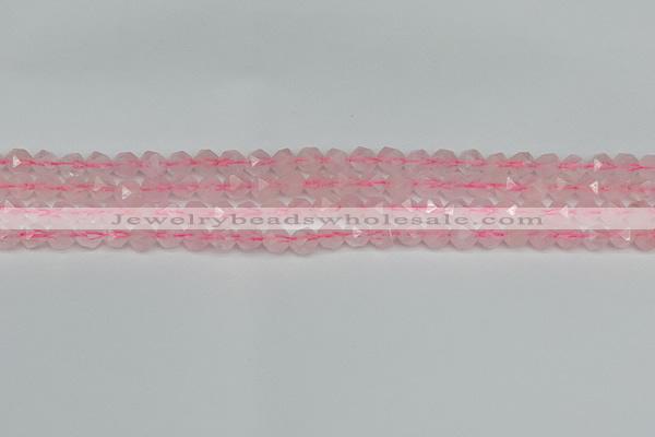 CNG7225 15.5 inches 6mm faceted nuggets rose quartz beads