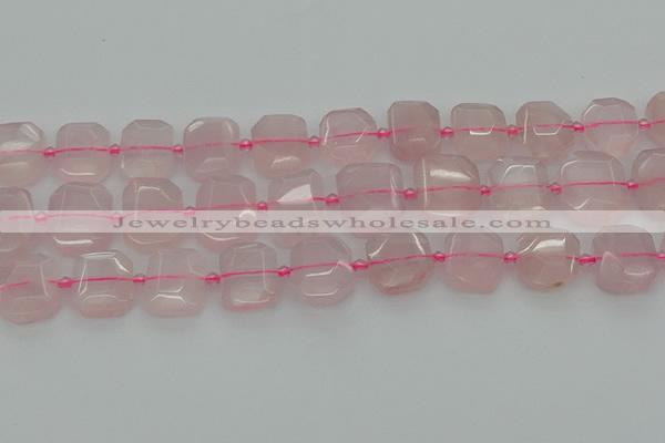 CNG7451 12*16mm - 15*20mm faceted freeform rose quartz beads