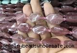 CNG7808 13*18mm - 18*25mm faceted freeform strawberry quartz beads
