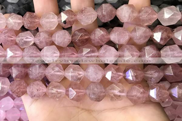 CNG8697 15.5 inches 10mm faceted nuggets strawberry quartz beads