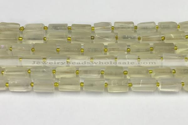CNG8851 15.5 inches 8*12mm - 10*16mm nuggets matte lemon quartz beads