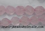 CNG921 15 inches 12mm faceted nuggets rose quartz beads